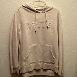 Men Levi’s Hoodie Hooded Sweatshirt White Size Small with Drawstrings